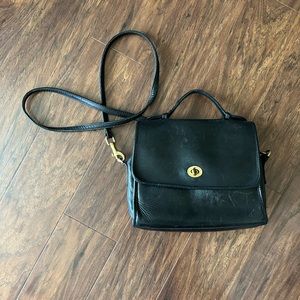 Vintage black leather coach purse